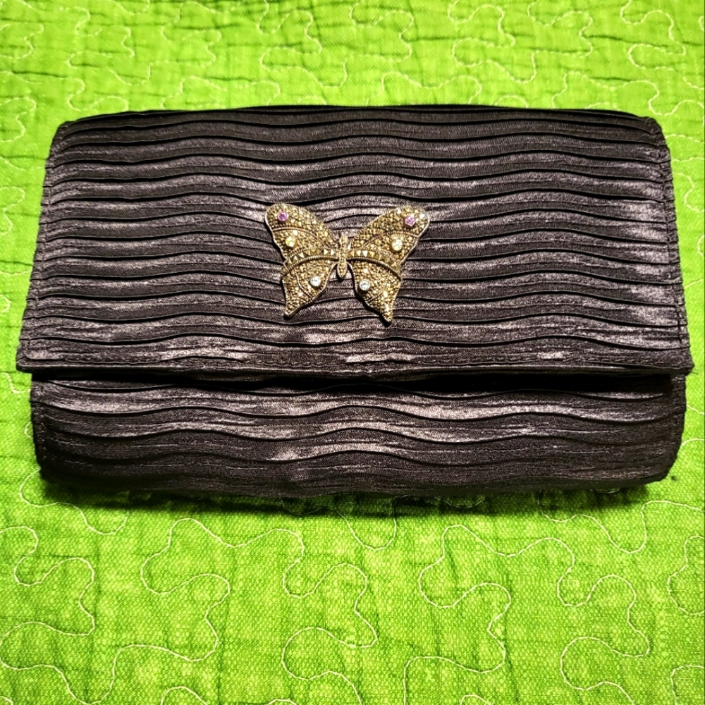 Judith Jack marcasite butterfly crepe clutch